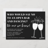Grappig Casual Open Bar Dancing Bruiloft Uitnodigi Kaart (Voorkant)