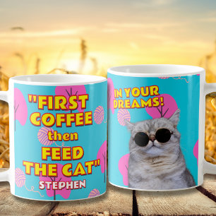 Grappig Cat Dad Gift - aangepaste naam en foto Koffiemok