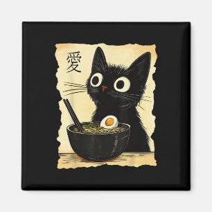 Grappig Cat Ramen Graphic T-shirt Japans Kawaii An Magneet