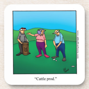 Grappig "Cattle Prod" Golf Humor Onderzetter Gift 