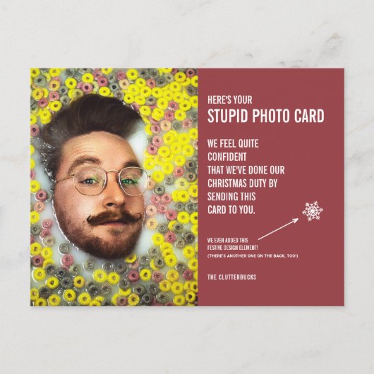 Grappig Cereal Christmas Stupid Photo Card Briefka Briefkaart (Voorkant)