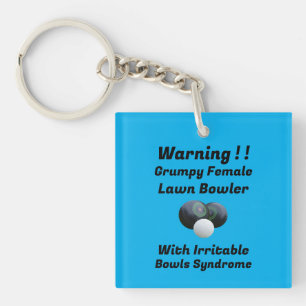 Grappig chagrijnig Vrouw grasbowler, keyring Sleutelhanger