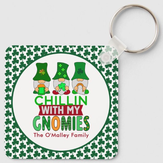 Grappig Chillen met Mijn Gnomies St Patricks Day Sleutelhanger (Achterkant)