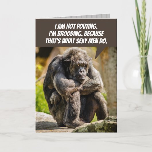 Grappig Chimpansee pouting, want het is een Man di Kaart (Voorkant)
