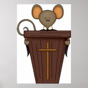 Grappig christelijk kerk muis karakter poster