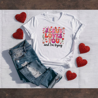 Grappig Christelijk T-Shirt Jesus Loves You