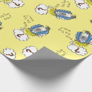 Grappig Christelijke kerststaartschapenkap-Cartoon Cadeaupapier