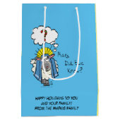 Grappig Christelijke kerststaartschapenkap-Cartoon Medium Cadeauzakje (Achterkant)