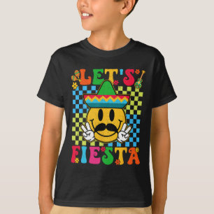 Grappig Cinco De Mayo Checkered Let's Fiesta Smile T-shirt