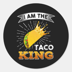 Grappig Cinco de Mayo eten Ik ben de Taco koning t Ronde Sticker