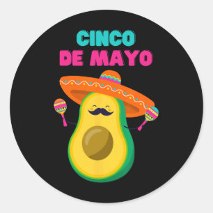 Grappig Cinco De Mayo T-shirt - Avocado Fiesta Ronde Sticker