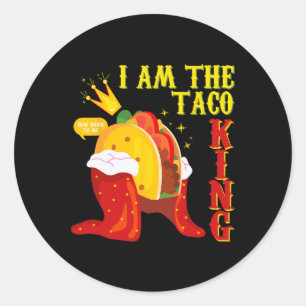 Grappig Cinco de Mayo T-shirt Ik ben de Taco King Ronde Sticker