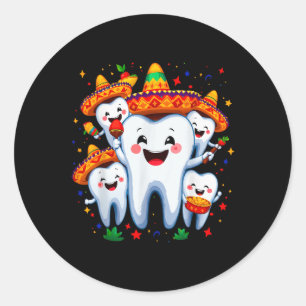 Grappig Cinco de Mayo Tandarts Tand Fiesta So Ronde Sticker