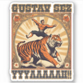 Grappig  circus tijger sterk man schreeuwen sticker (Voorkant)