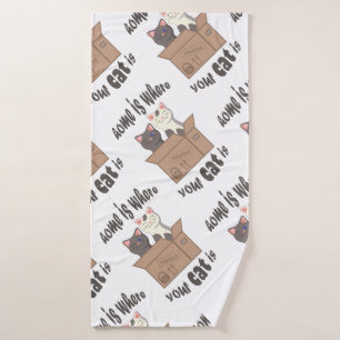 Grappig citaat Home is waar je kat is Badhanddoek
