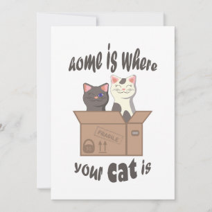 Grappig citaat Home is waar je kat is Bedankkaart