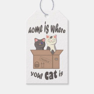 Grappig citaat Home is waar je kat is Cadeaulabel