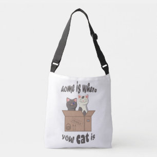 Grappig citaat Home is waar je kat is Crossbody Tas