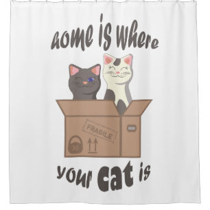 Grappig citaat Home is waar je kat is Douchegordijn