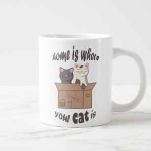 Grappig citaat Home is waar je kat is Extra Grote Beker