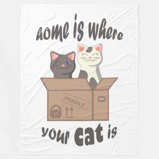 Grappig citaat Home is waar je kat is Fleece Deken (Voorkant)