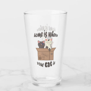 Grappig citaat Home is waar je kat is Glas