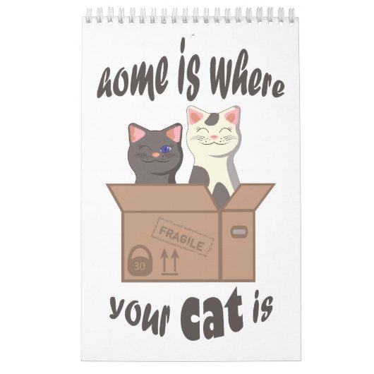 Grappig citaat Home is waar je kat is Kalender (Hoes)