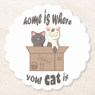 Grappig citaat Home is waar je kat is Kartonnen Onderzetters