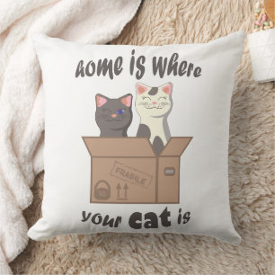 Grappig citaat Home is waar je kat is Kussen