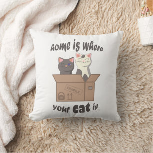 Grappig citaat Home is waar je kat is Kussen