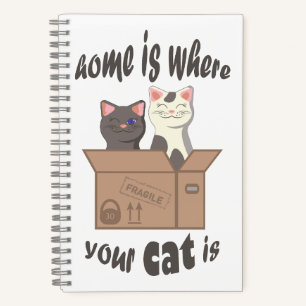 Grappig citaat Home is waar je kat is Notitieboek