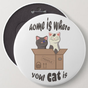 Grappig citaat Home is waar je kat is Ronde Button 6,0 Cm
