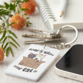 Grappig citaat Home is waar je kat is Sleutelhanger (Voorkant Rechts)