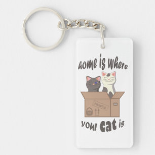 Grappig citaat Home is waar je kat is Sleutelhanger