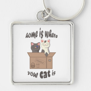 Grappig citaat Home is waar je kat is Sleutelhanger