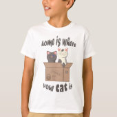 Grappig citaat Home is waar je kat is T-shirt (Voorkant)