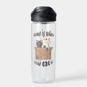 Grappig citaat Home is waar je kat is Waterfles