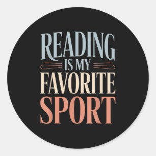 Grappig citaat lezen is mijn favoriete sportboek l ronde sticker