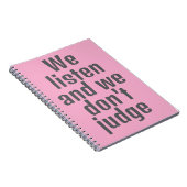 Grappig citaat roze notitieboek (Rechterzijde)