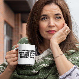 grappig citaat: sla 8 mensen tegelijk af koffiemok