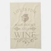 grappig citaat voor boeken en wijnliefhebber theedoek (Verticaal)