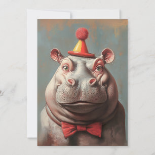Grappig Clown Hippo portret Kaart