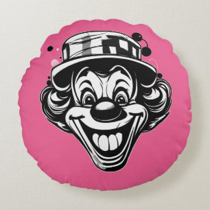 Grappig Clown Logo – Omgekeerde Pet & Uitgestoken Rond Kussen