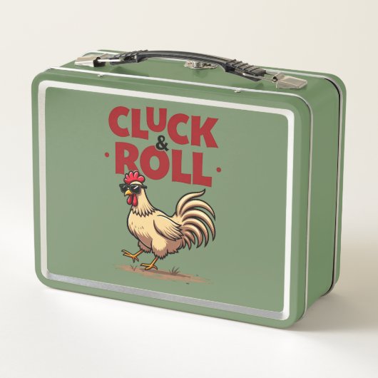 Grappig "Cluck & Roll" Cool Rooster Cartoon ontwer (Achterkant)