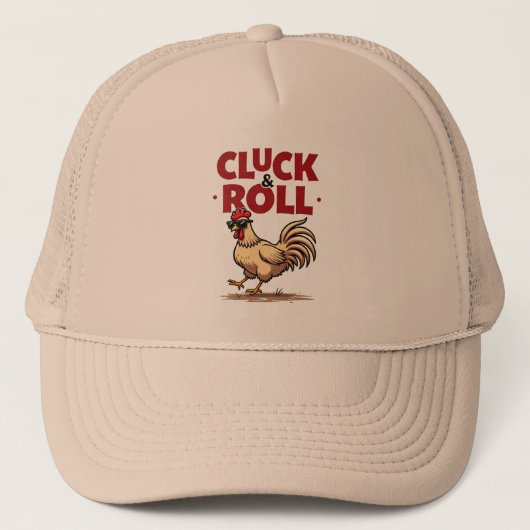 Grappig "Cluck & Roll" Cool Rooster Cartoon ontwer Trucker Pet (Voorkant)