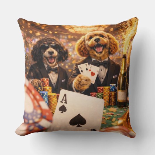 Grappig Cockapoo Cadeau | Poker Hondenkussen Kussen (Voorkant)
