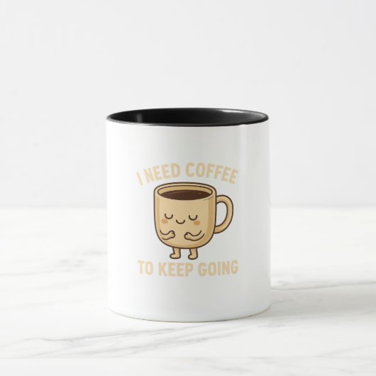 Grappig Coffee Lover Cartoon Design Mok (Midden)