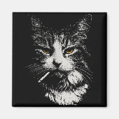Grappig Cool Cat Smoking Funny Meme Cigarette Cat Magneet (Voorkant)