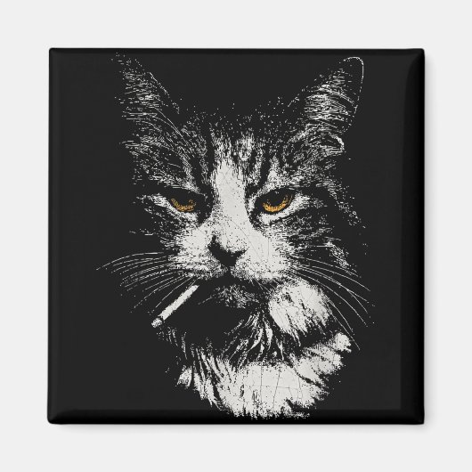 Grappig Cool Cat Smoking Funny Meme Cigarette Cat  Magneet (Voorkant)