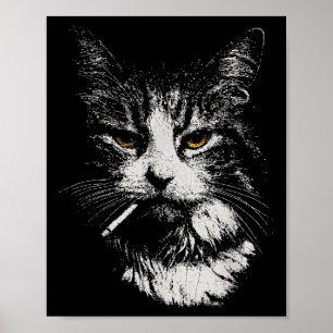 Grappig Cool Cat Smoking Funny Meme Cigarette Cat  Poster